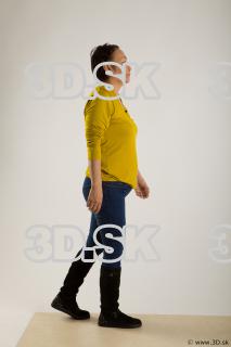 Walking reference of yellow sweater blue jeans Gwendolyn 0007
